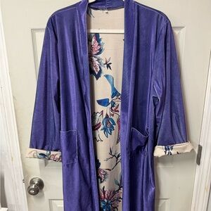 Lined Purple Velvet Kimono - 2X